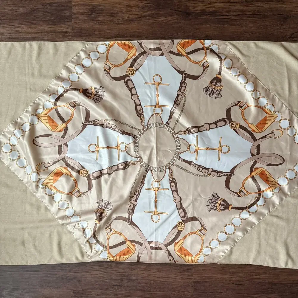 Stephan Italy Cashmere Silk Scarf Shawl 32x75 Equestrian Print